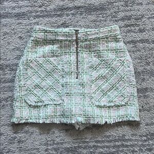 Zara Tweed Pencil Skort - Green and Pink